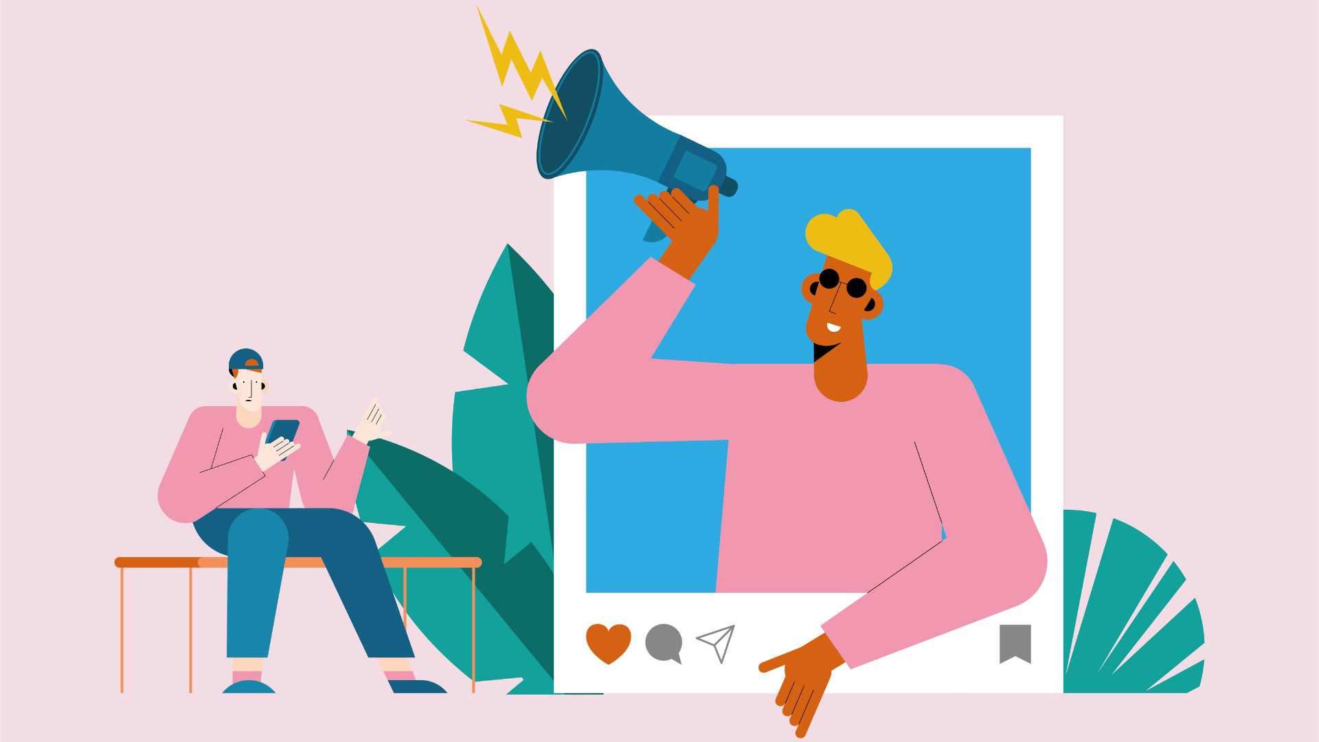 Représentation en dessin du marketing d'influence